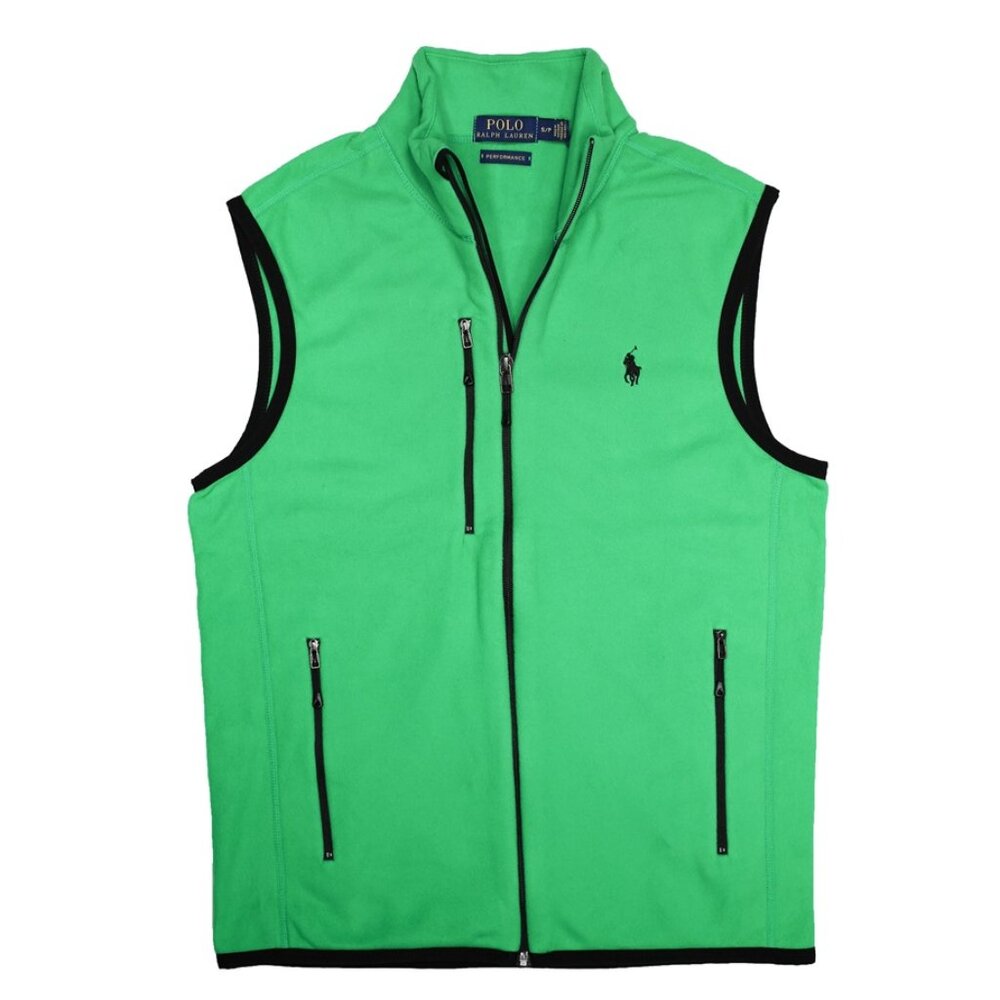 NWT Polo Ralph Lauren Men Pony Performance Fleece Vest Full Zip Green MSRP $148